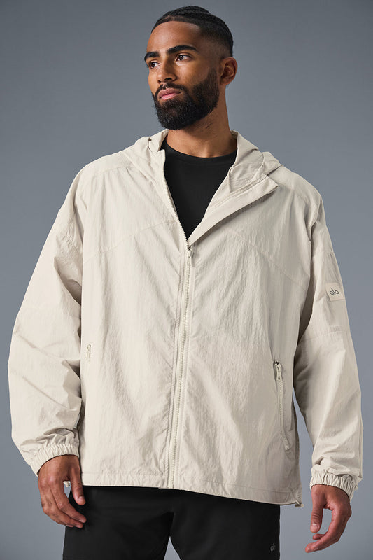 Vantage Nylon Ripstop Track Zip Jacket — Bone