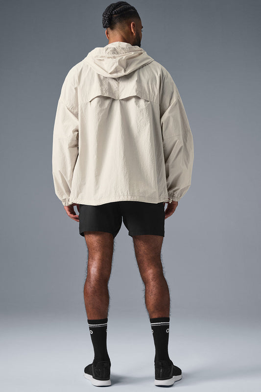 Vantage Nylon Ripstop Track Zip Jacket — Bone