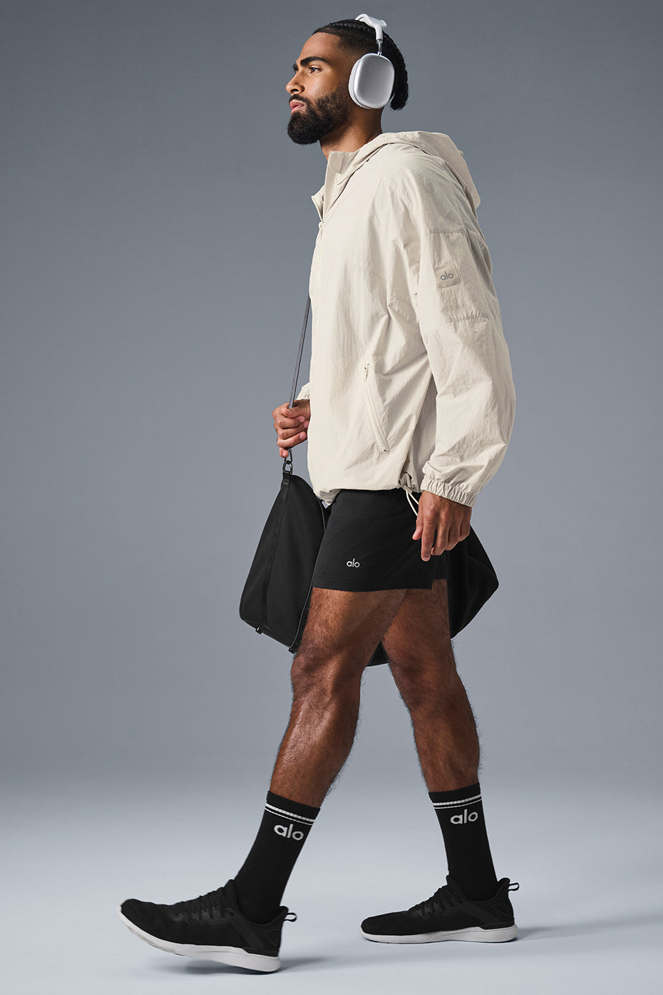 Vantage Nylon Ripstop Track Zip Jacket — Bone