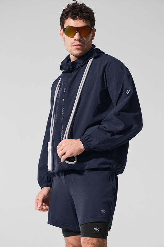 Vantage Nylon Ripstop Track Zip Jacket — Navy