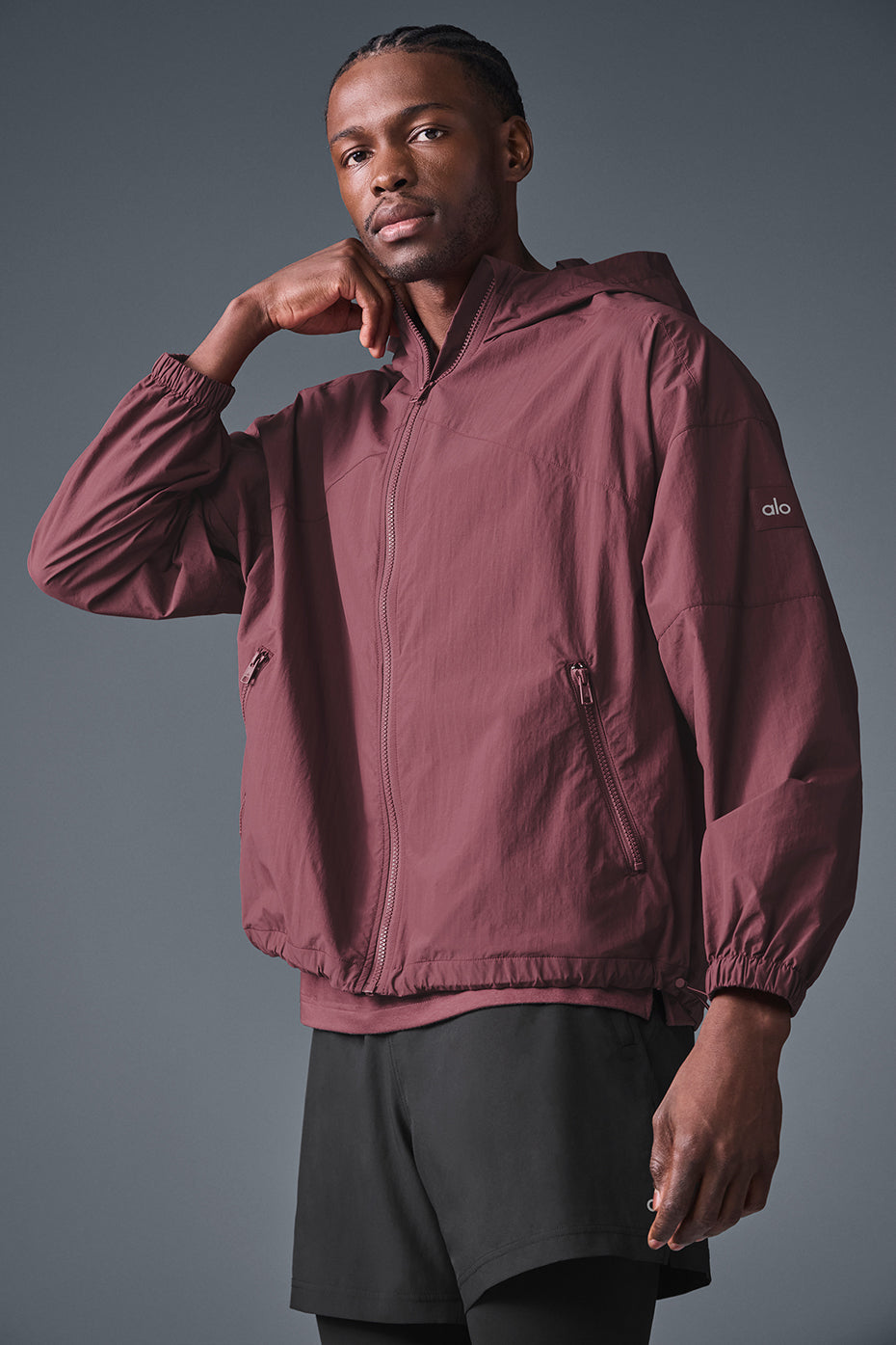Vantage Nylon Ripstop Track Zip Jacket — Burgundy Truffle