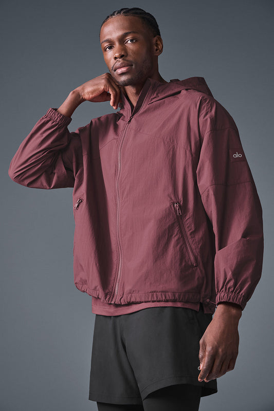 Vantage Nylon Ripstop Track Zip Jacket — Burgundy Truffle