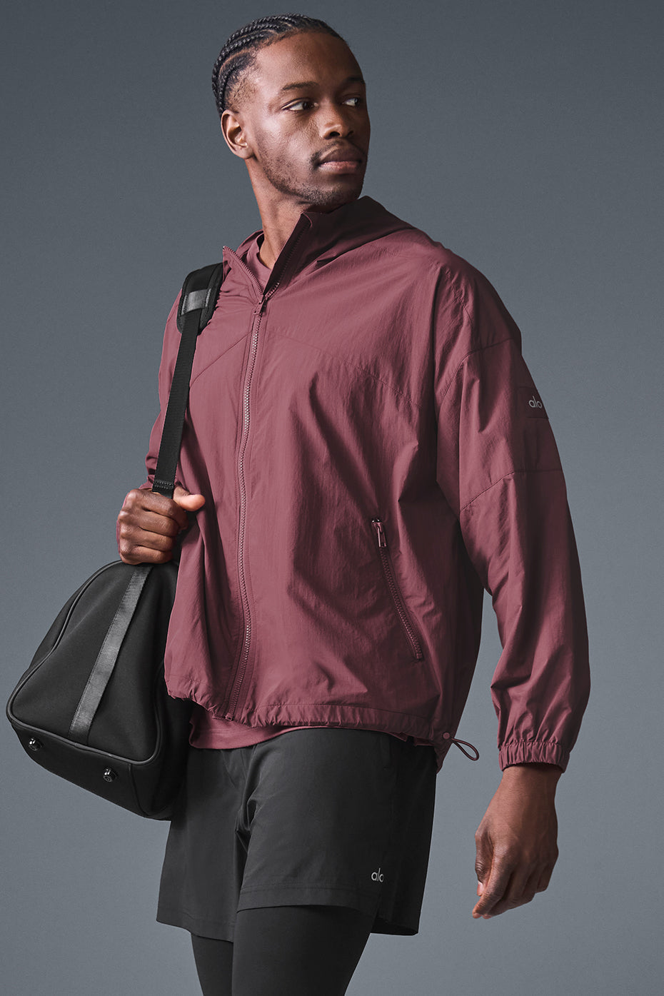 Vantage Nylon Ripstop Track Zip Jacket — Burgundy Truffle