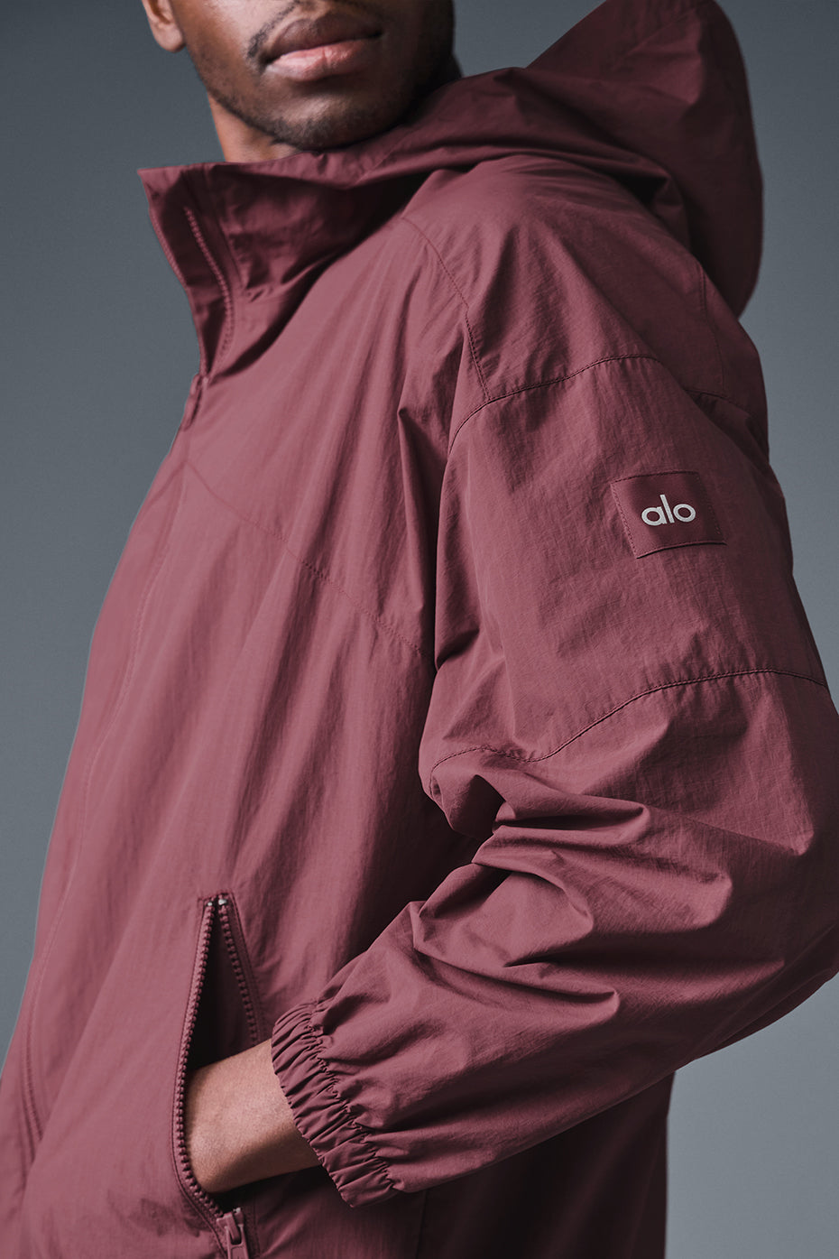 Vantage Nylon Ripstop Track Zip Jacket — Burgundy Truffle