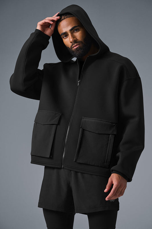 Technical Form Cargo Zip Jacket — Black