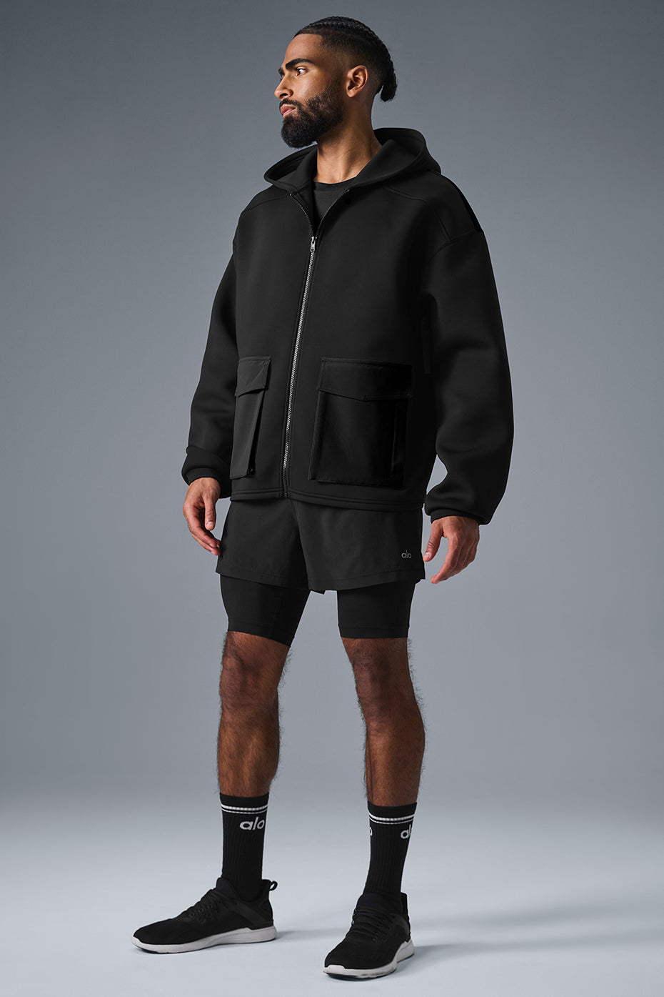 Technical Form Cargo Zip Jacket — Black