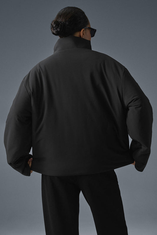 Stretch Woven Notable Zip Jacket — Black