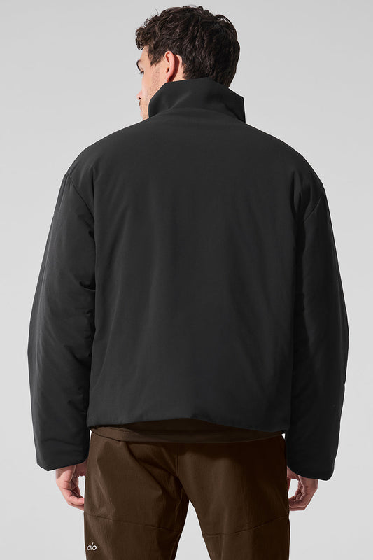 Stretch Woven Notable Zip Jacket — Black