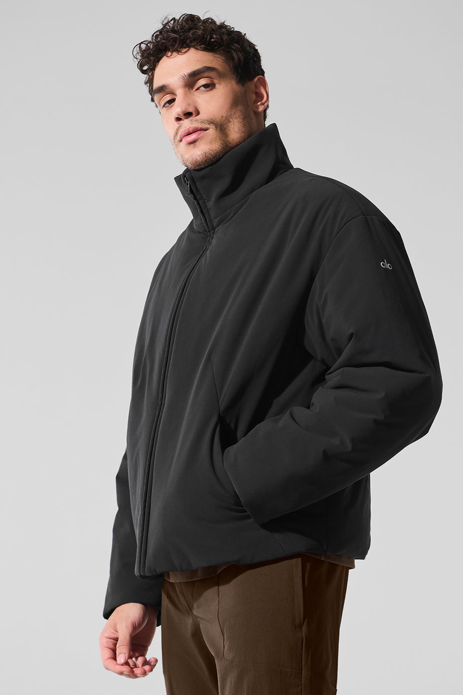 Stretch Woven Notable Zip Jacket — Black