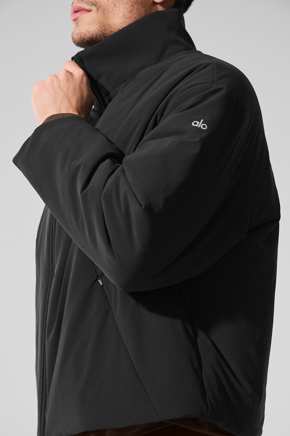 Stretch Woven Notable Zip Jacket — Black