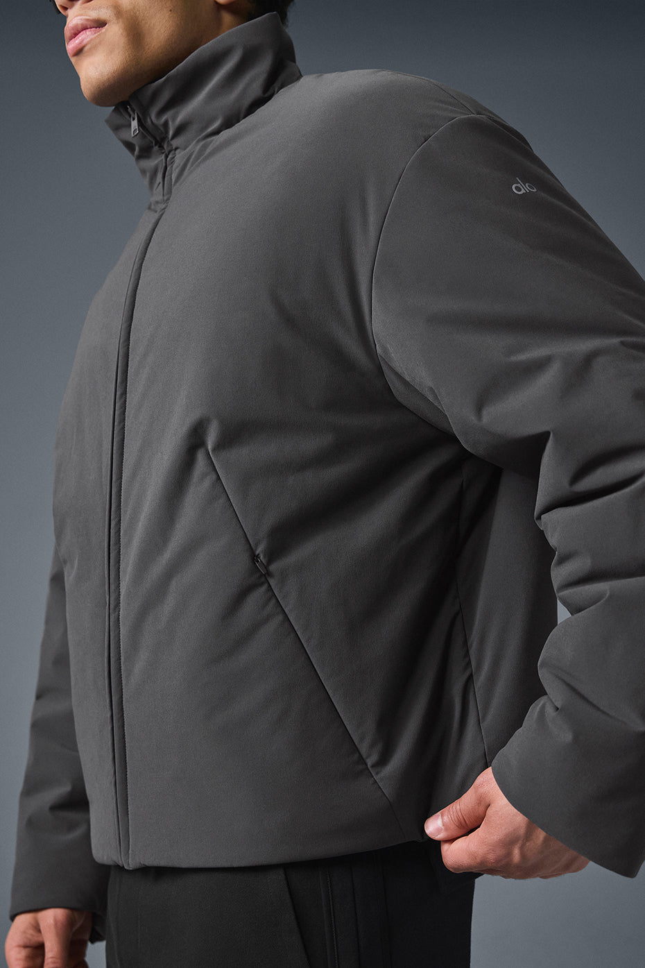 Stretch Woven Notable Zip Jacket — Anthracite