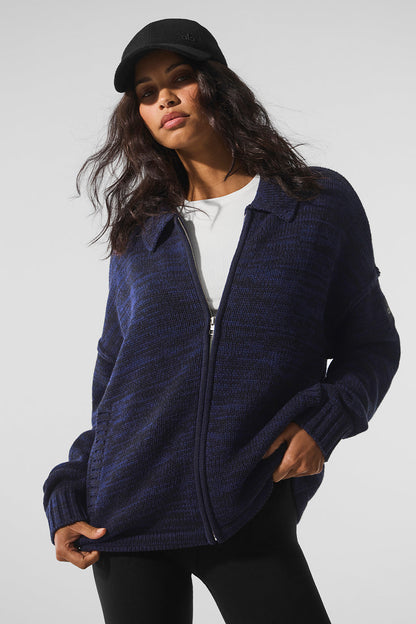 Heritage Full Zip Sweater — Navy Multi