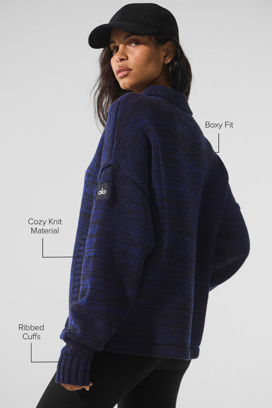 Heritage Full Zip Sweater — Navy Multi