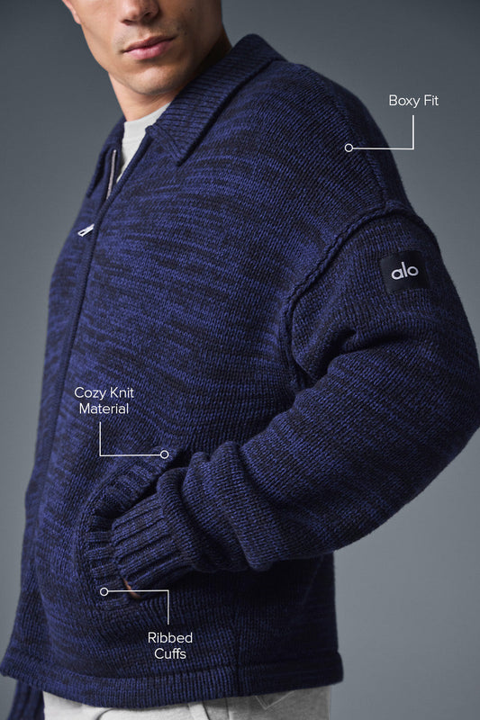 Heritage Full Zip Sweater — Navy Multi