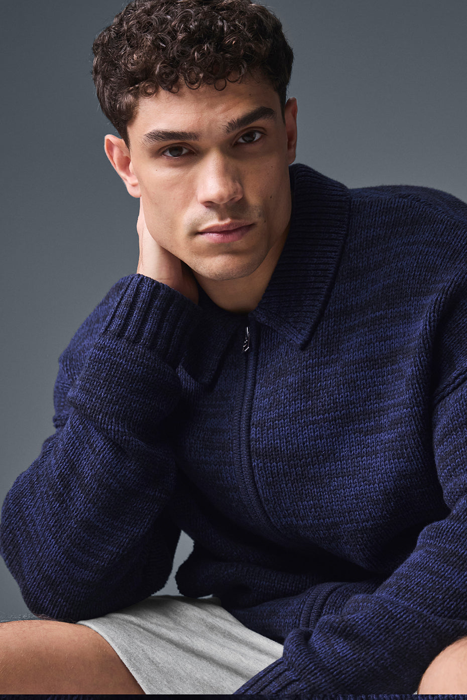Heritage Full Zip Sweater — Navy Multi