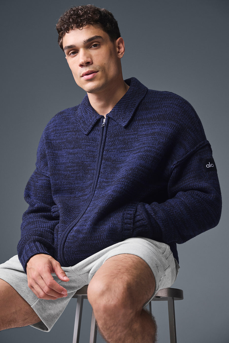 Heritage Full Zip Sweater — Navy Multi