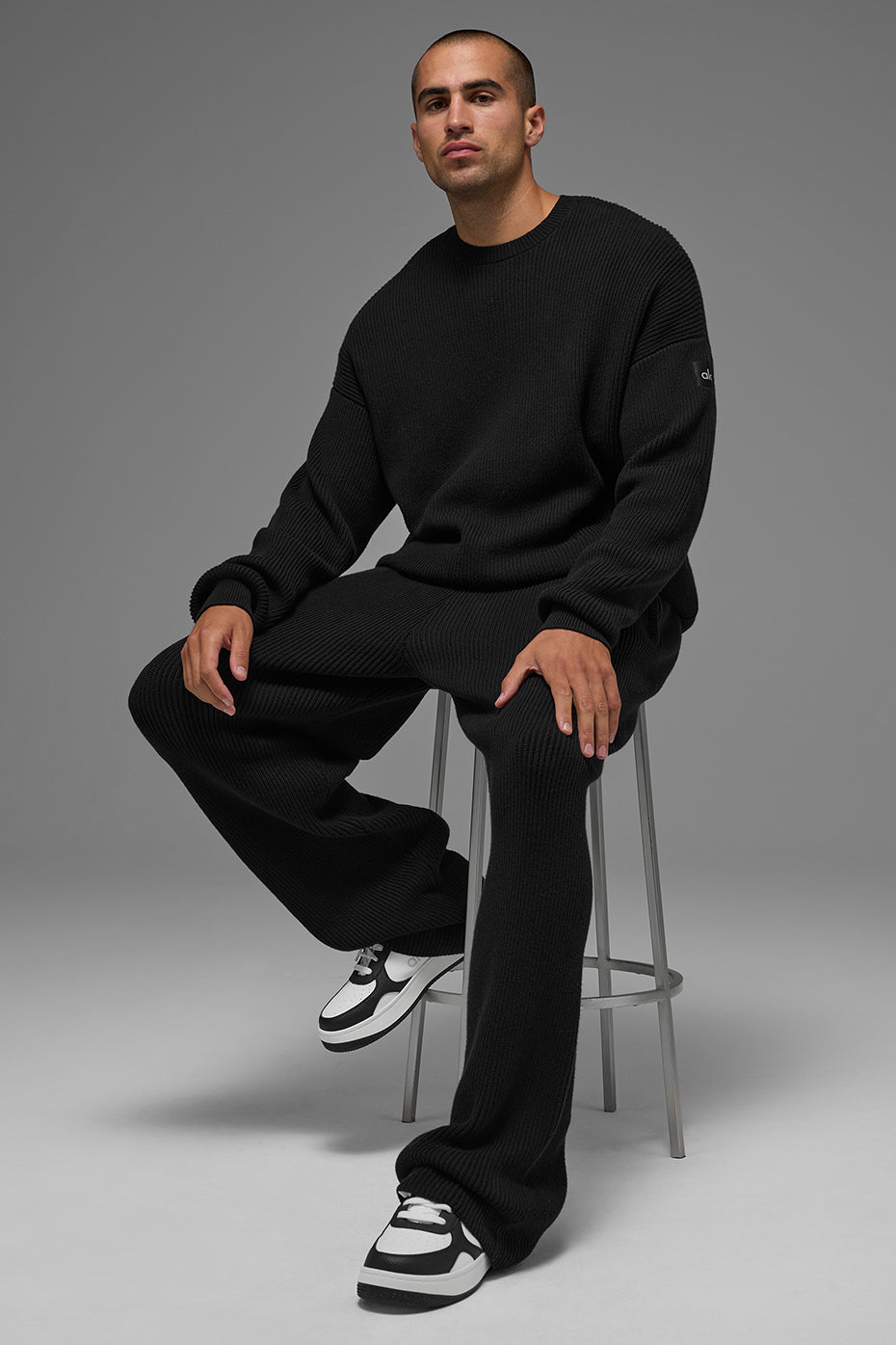 Domain Rib Knit Joggers — Black