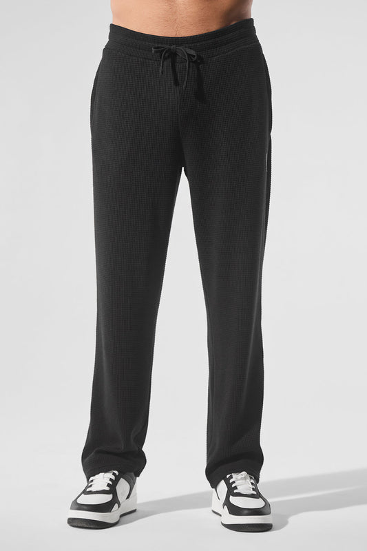Elevate Waffle Straight Leg Pant — Black