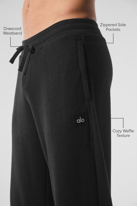 Elevate Waffle Straight Leg Pant — Black