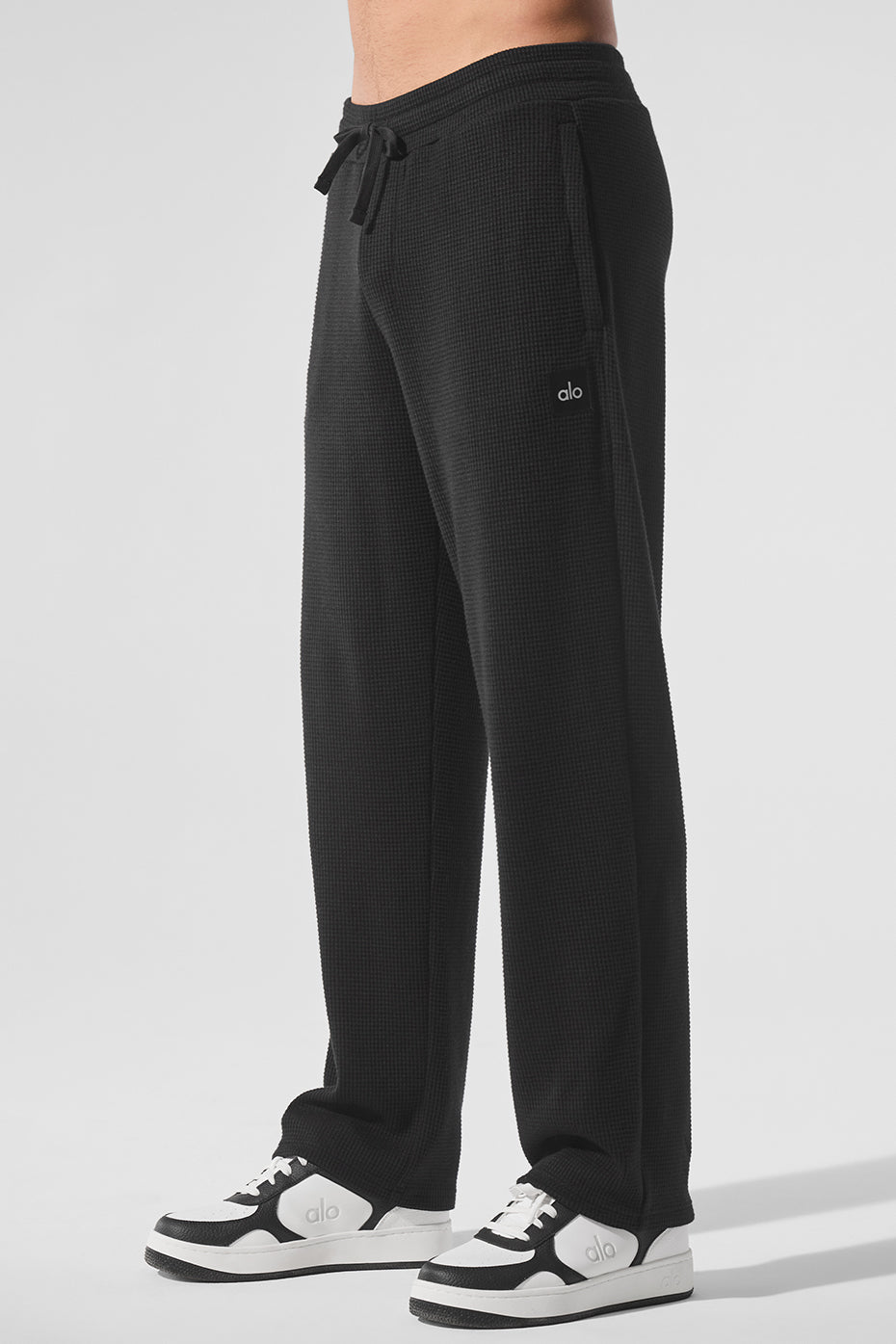 Elevate Waffle Straight Leg Pant — Black
