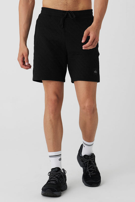 Quilted Stadium Shorts — Black