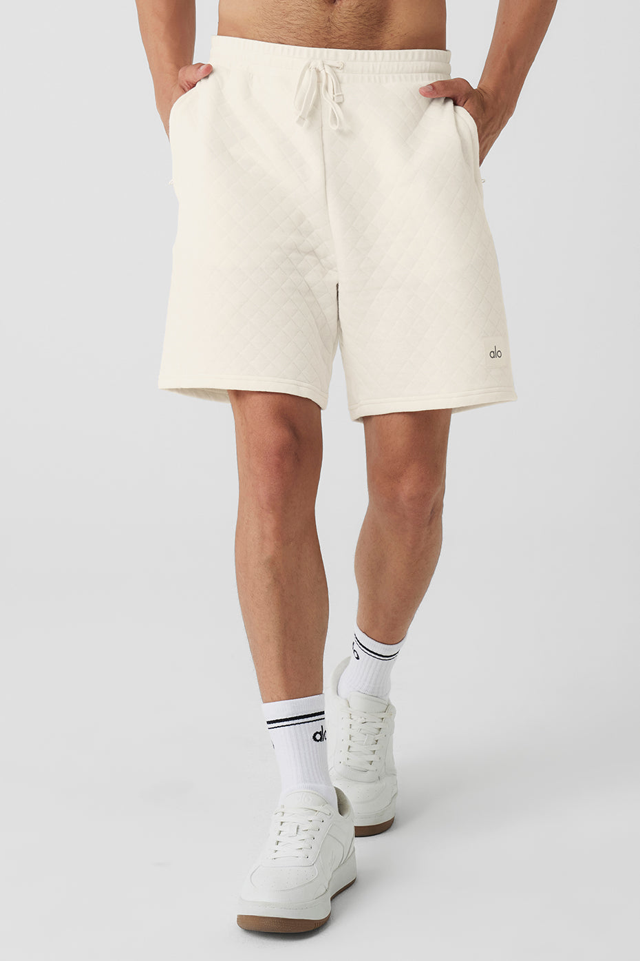 Quilted Stadium Shorts — Ivory