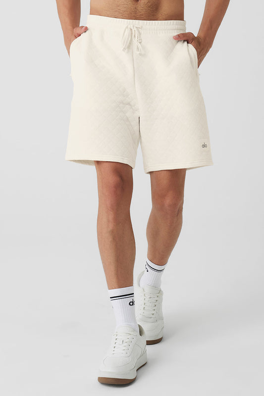 Quilted Stadium Shorts — Ivory