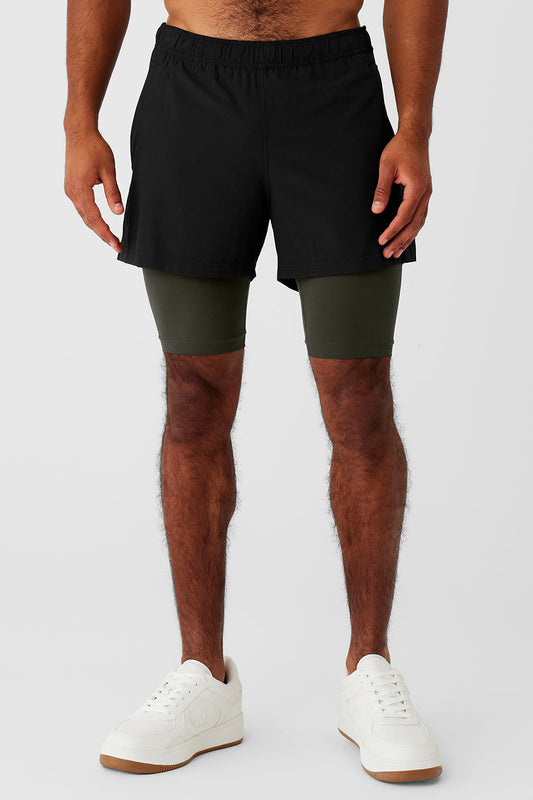 5" Revival 2 — in — 1 Shorts — Black/Stealth Green