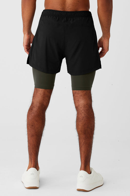 5" Revival 2 — in — 1 Shorts — Black/Stealth Green