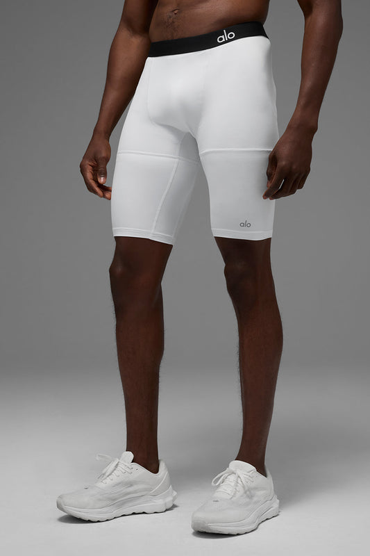 9" Flight Compression Shorts — White