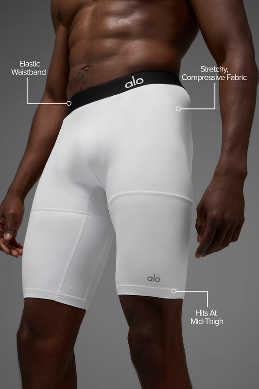 9" Flight Compression Shorts — White