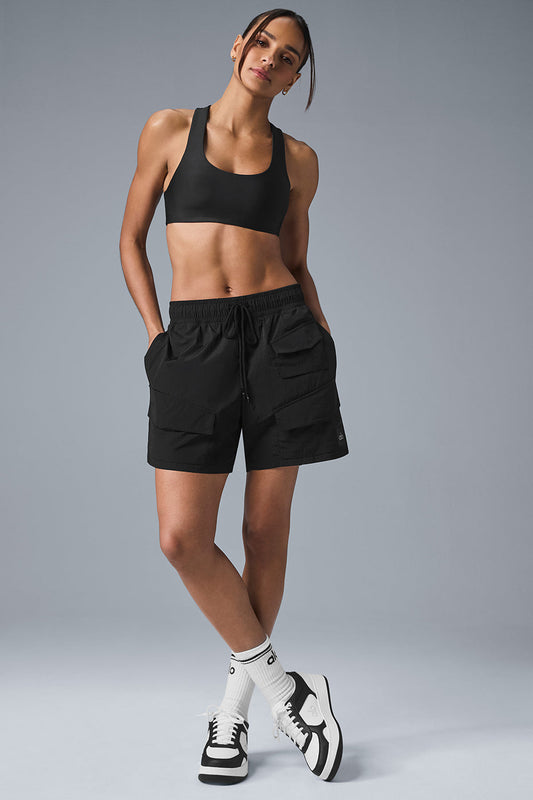 7" Crinkle Nylon Excursion Cargo Shorts — Black