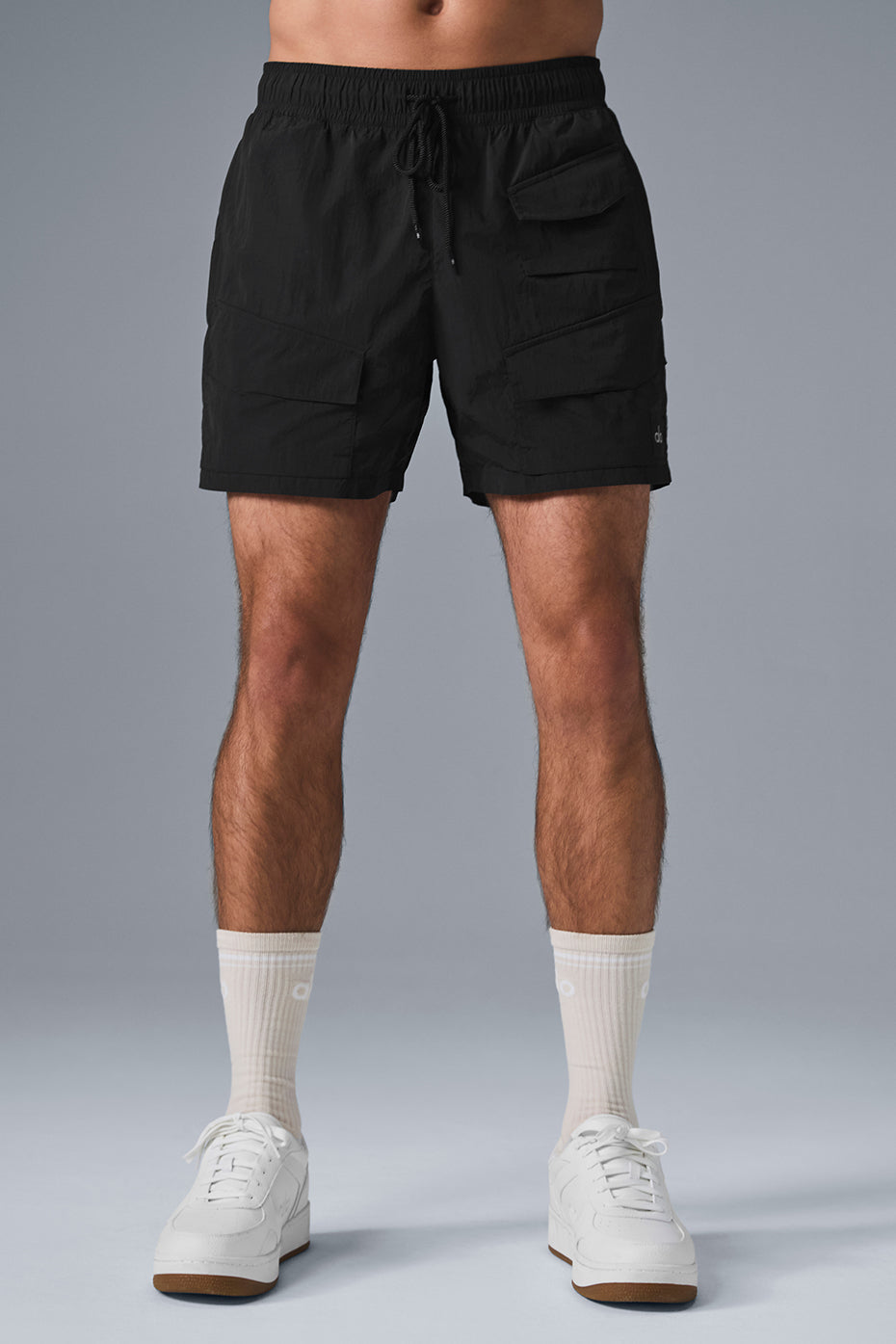 7" Crinkle Nylon Excursion Cargo Shorts — Black