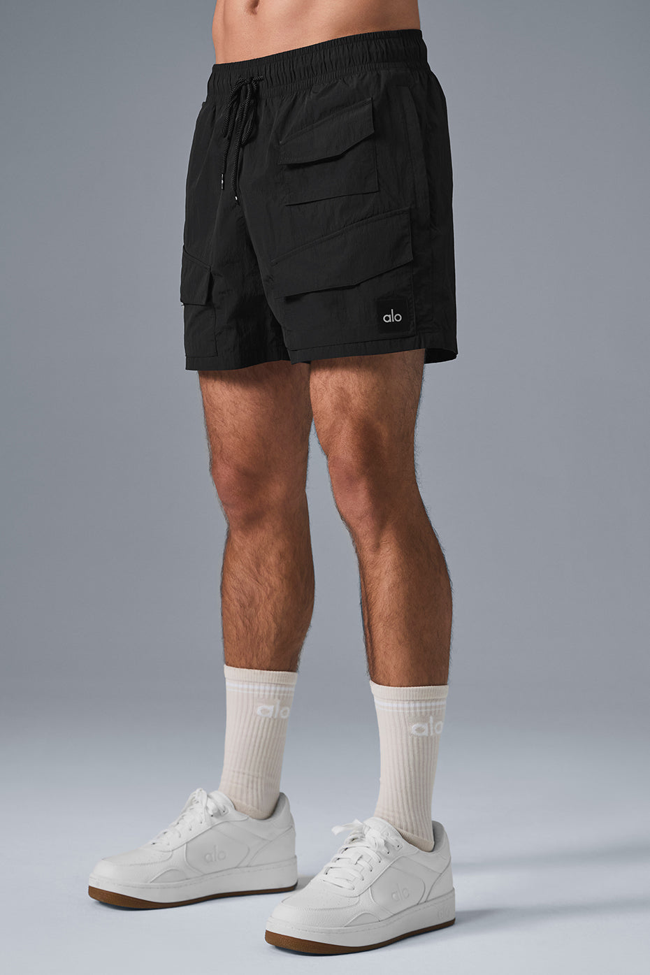 7" Crinkle Nylon Excursion Cargo Shorts — Black