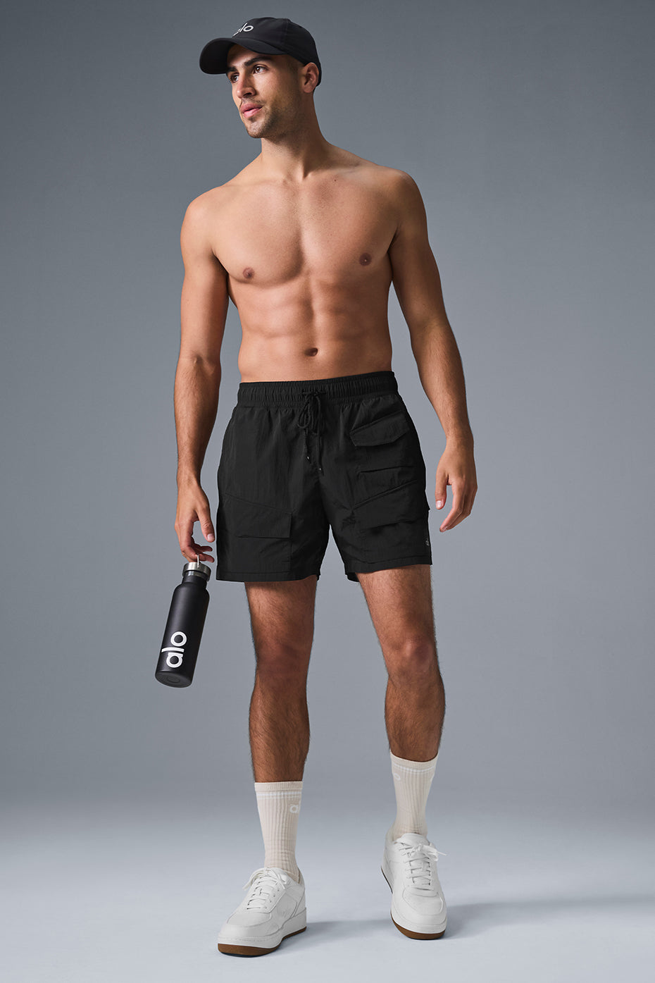 7" Crinkle Nylon Excursion Cargo Shorts — Black