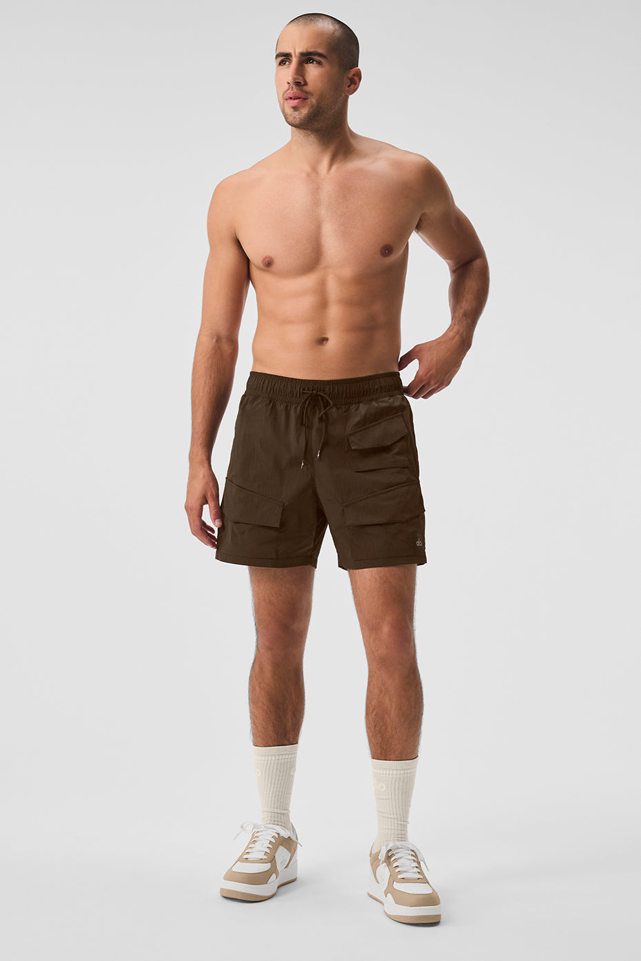 7" Crinkle Nylon Excursion Cargo Shorts — Espresso