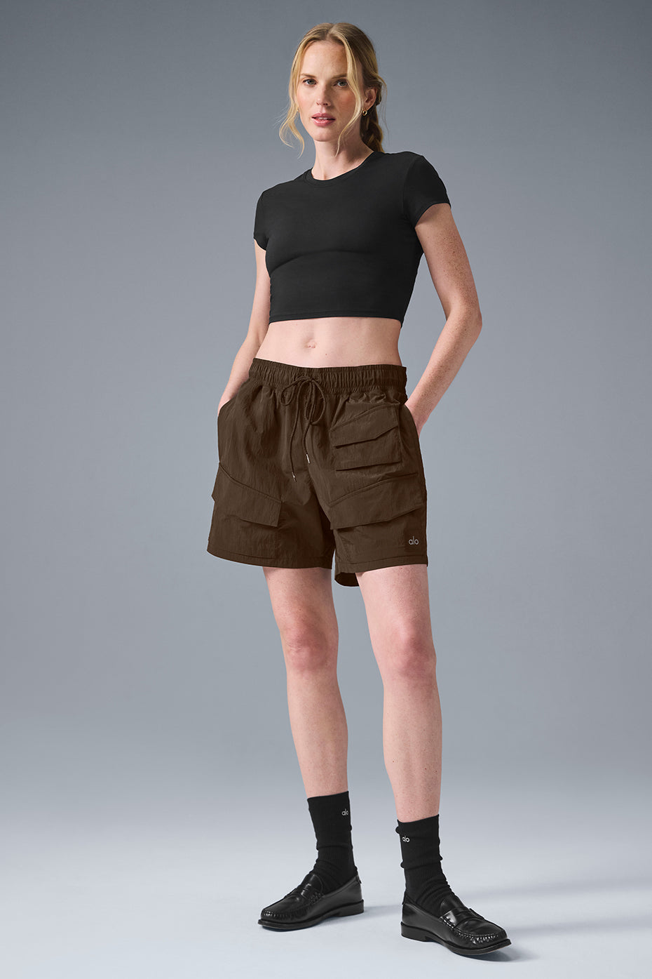 7" Crinkle Nylon Excursion Cargo Shorts — Espresso