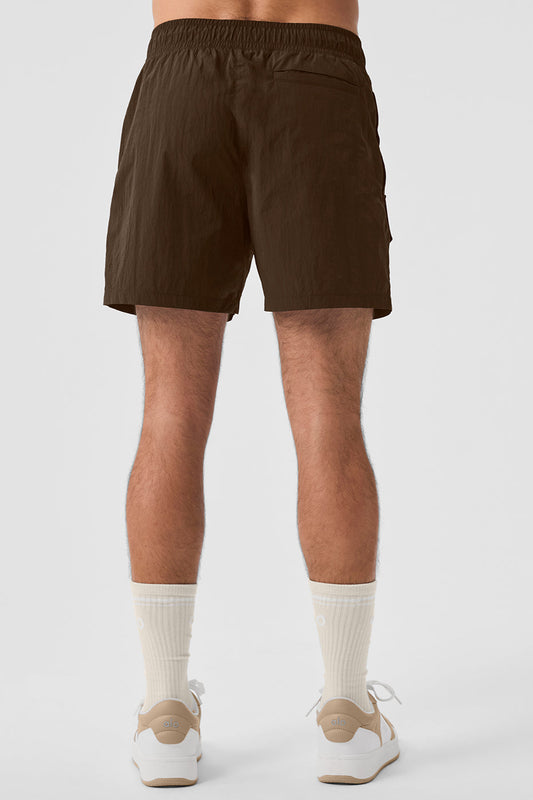 7" Crinkle Nylon Excursion Cargo Shorts — Espresso