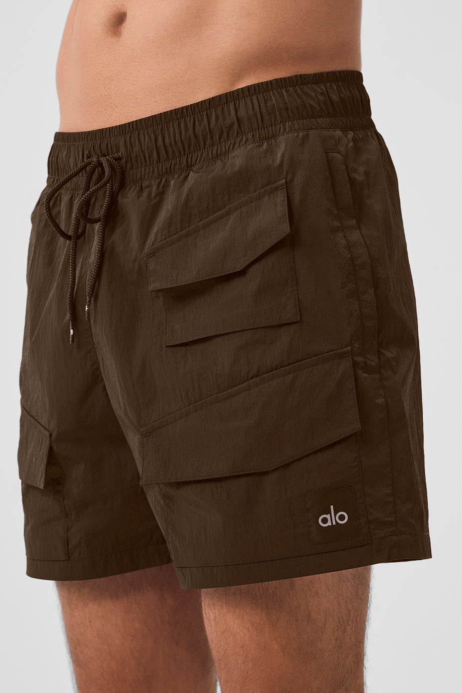 7" Crinkle Nylon Excursion Cargo Shorts — Espresso