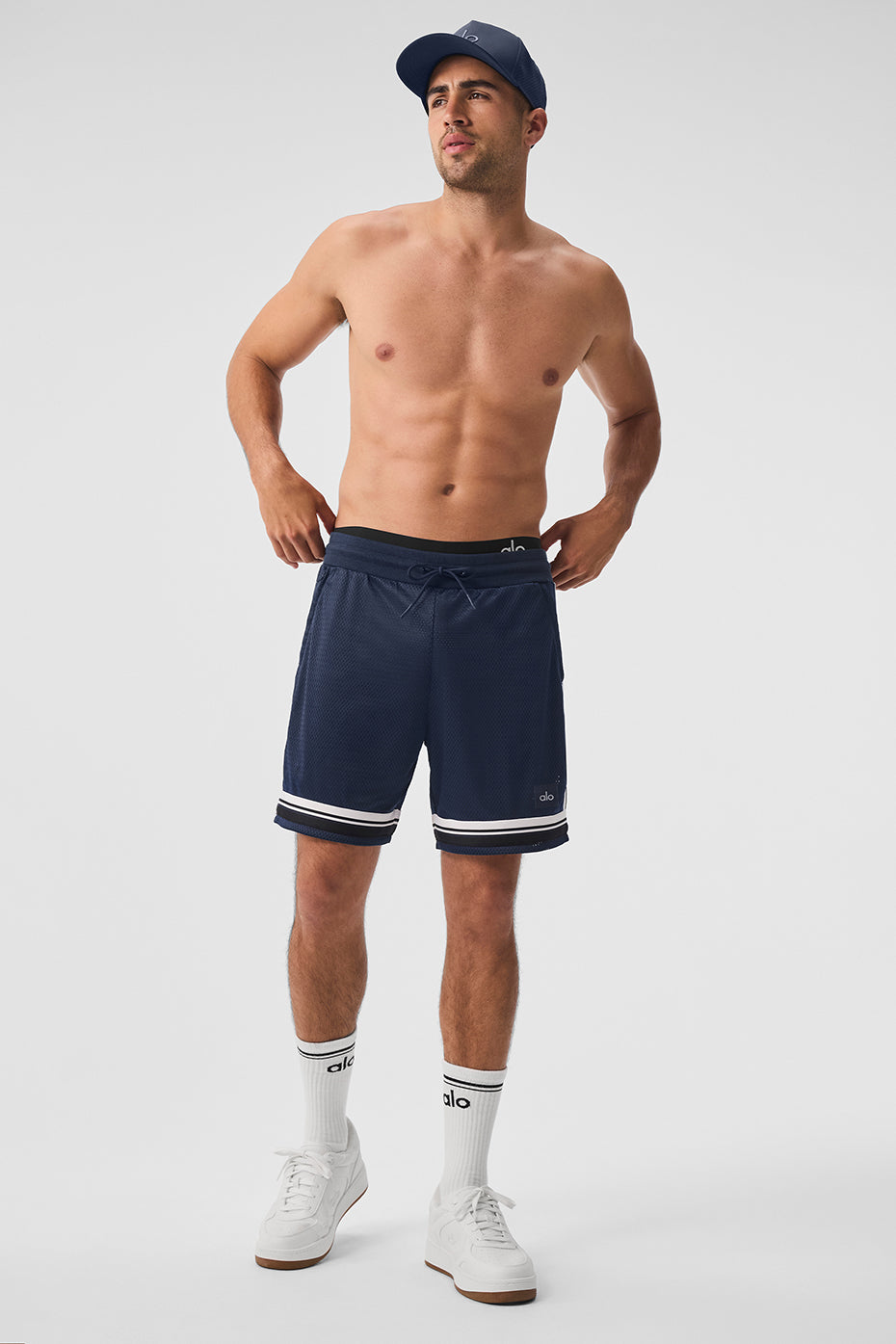 7" Key Mesh Basketball Shorts — Navy