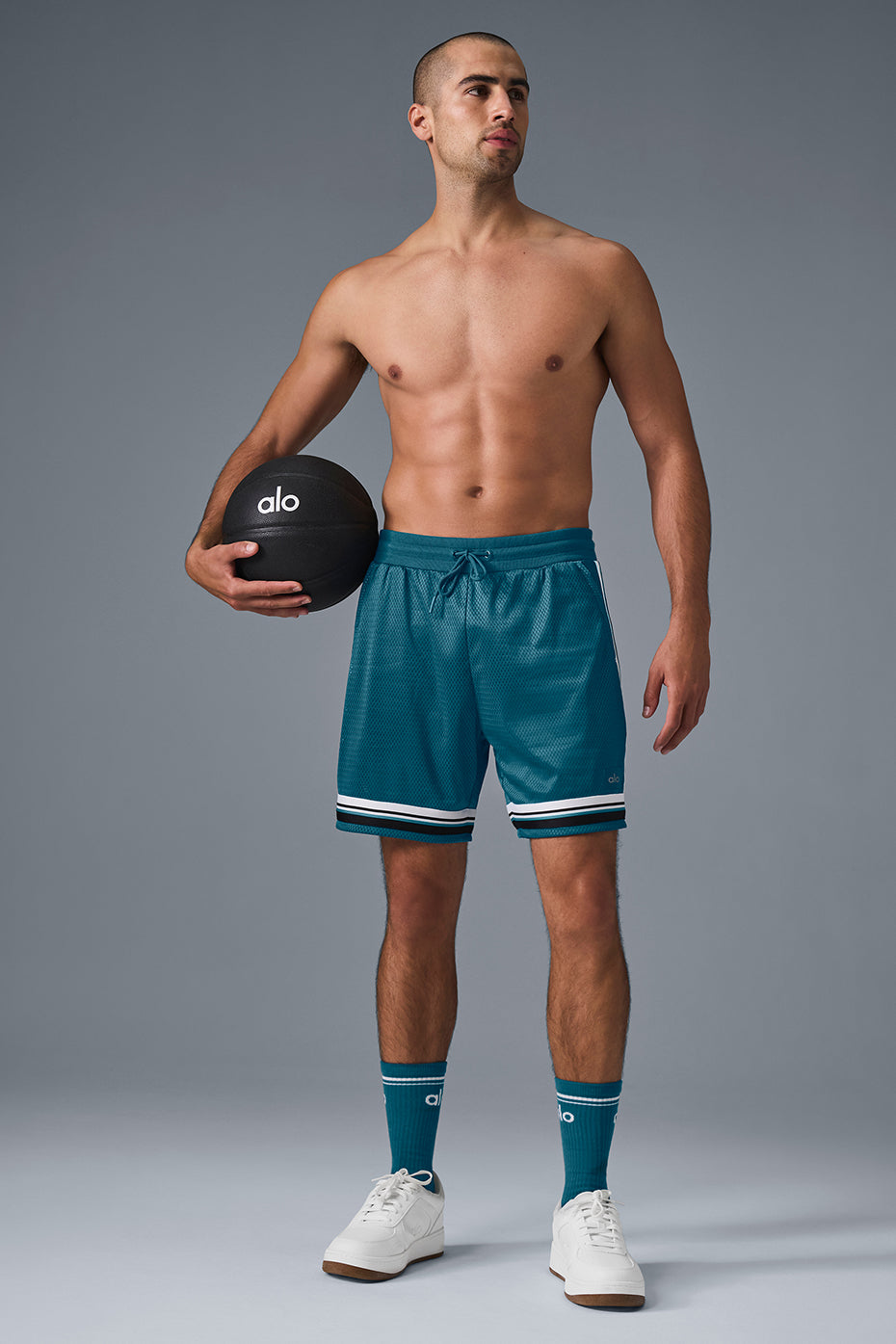 7" Key Mesh Basketball Shorts — Oceanic Teal