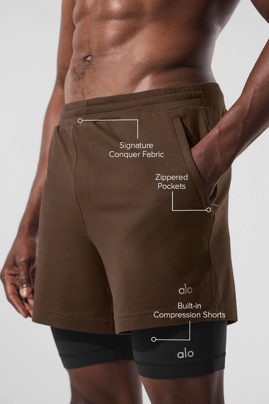 Conquer React 2 — In — 1 Performance Shorts — Espresso/Black