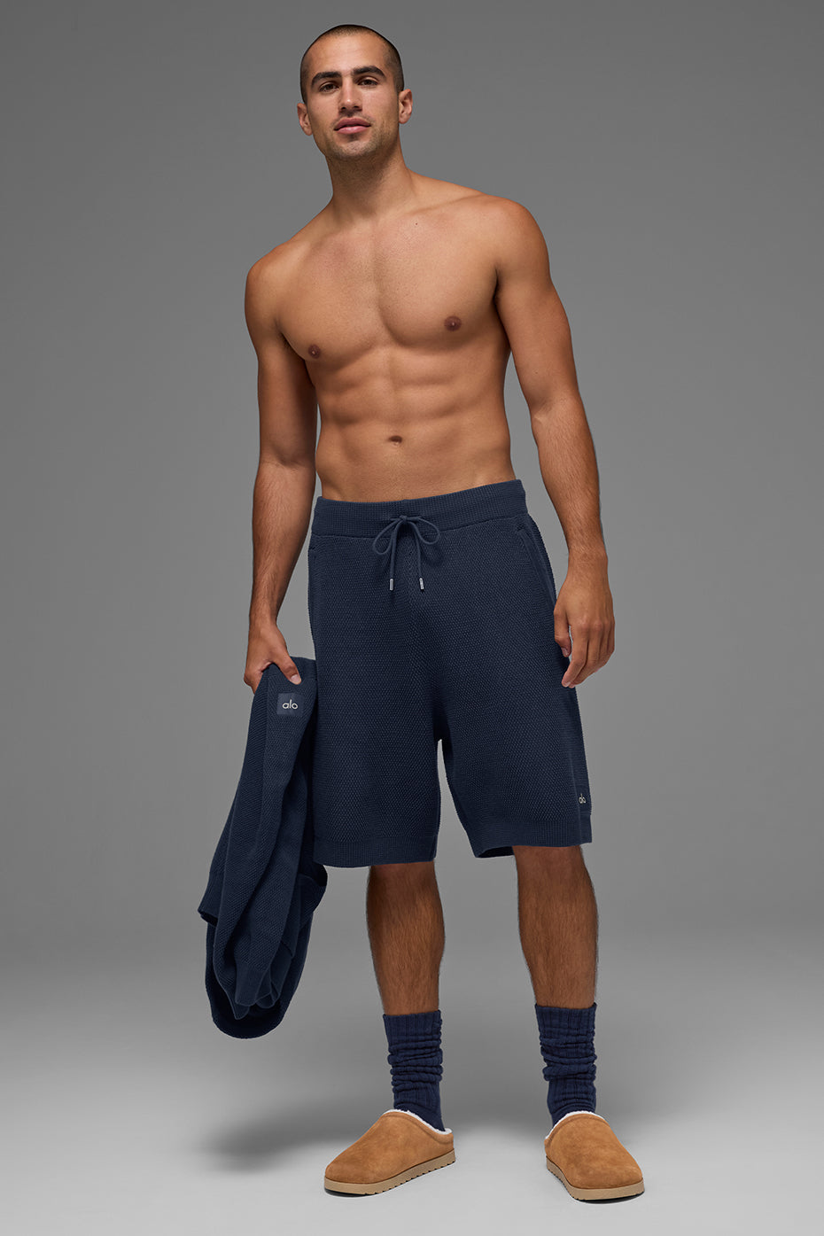7" Sports Club Sweater Knit Shorts — Navy