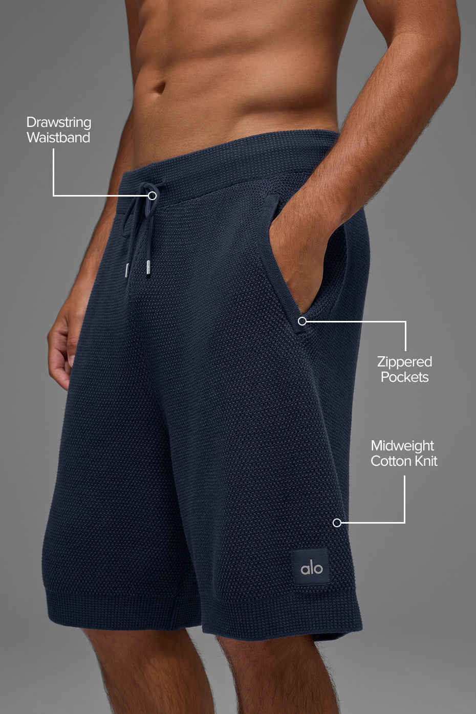7" Sports Club Sweater Knit Shorts — Navy