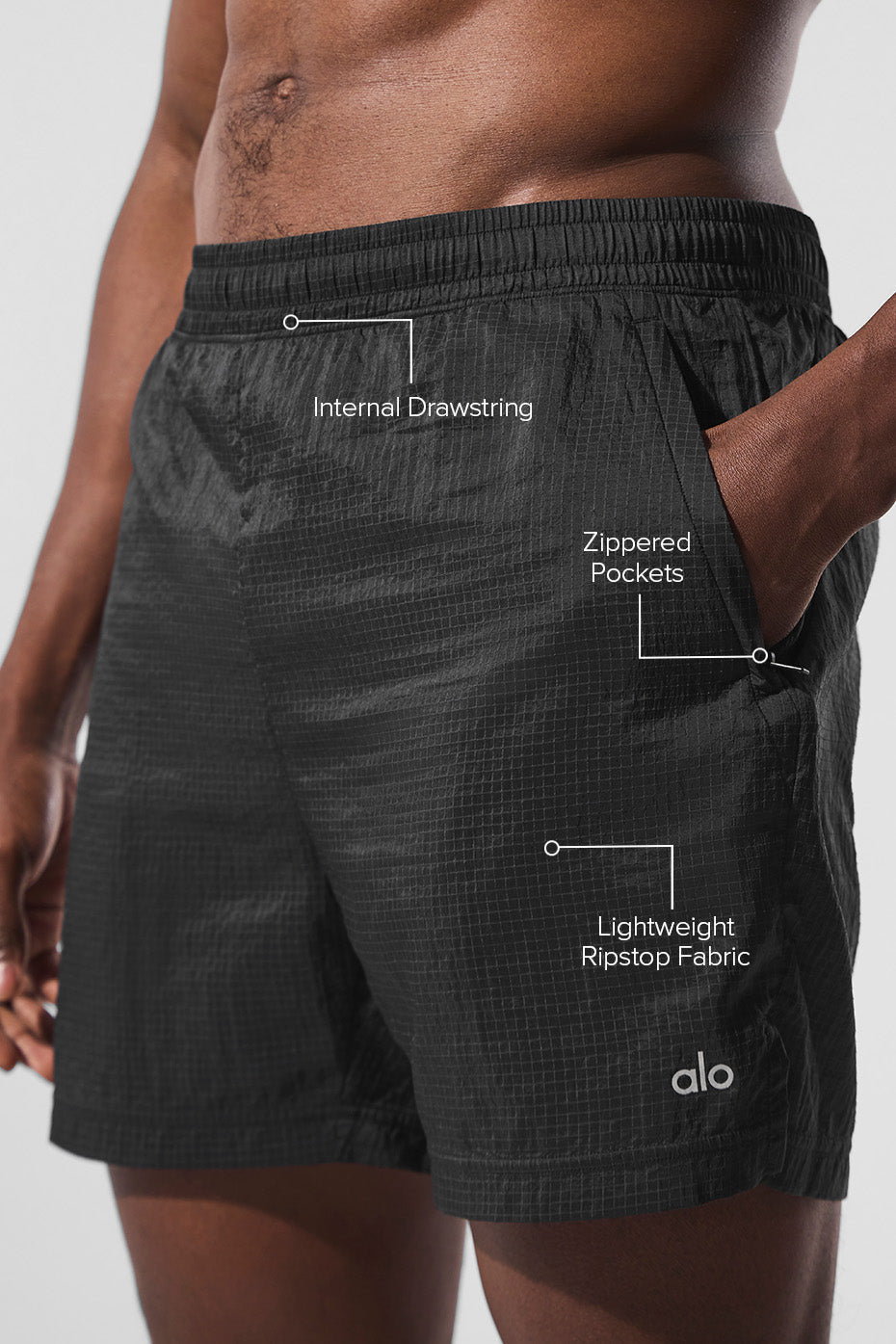 5" Game Time Ripstop 2 — In — 1 Shorts — Black/Black