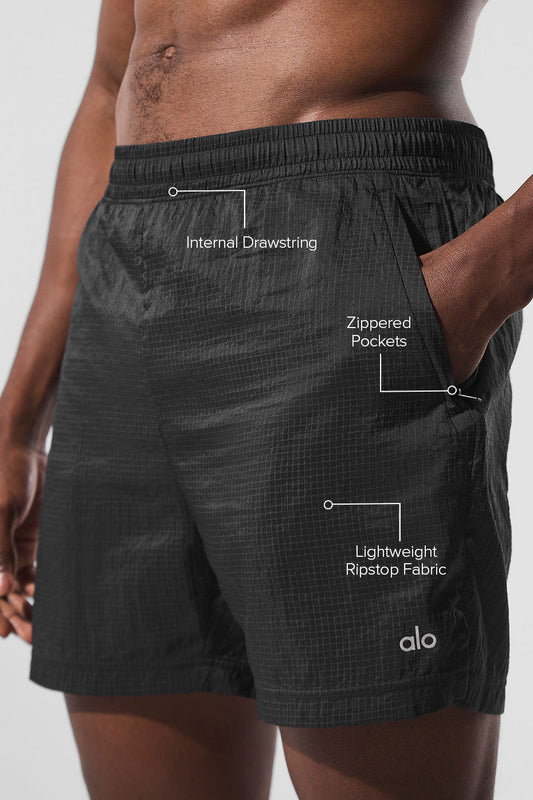 5" Game Time Ripstop 2 — In — 1 Shorts — Black/Black