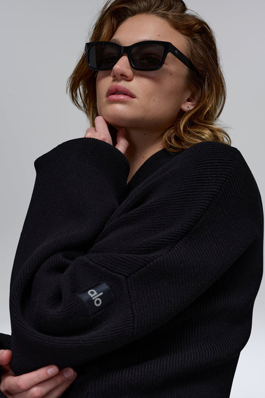 Scholar Hooded Sweater — Black