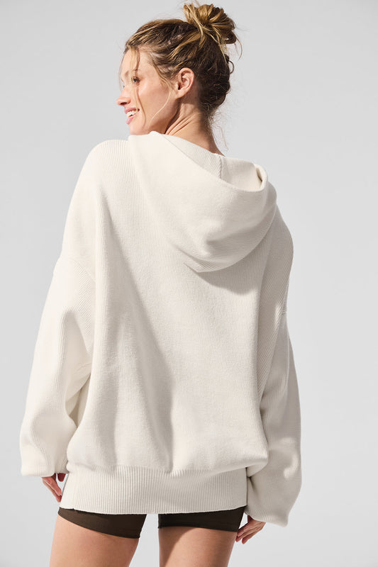 Scholar Hooded Sweater — Ivory