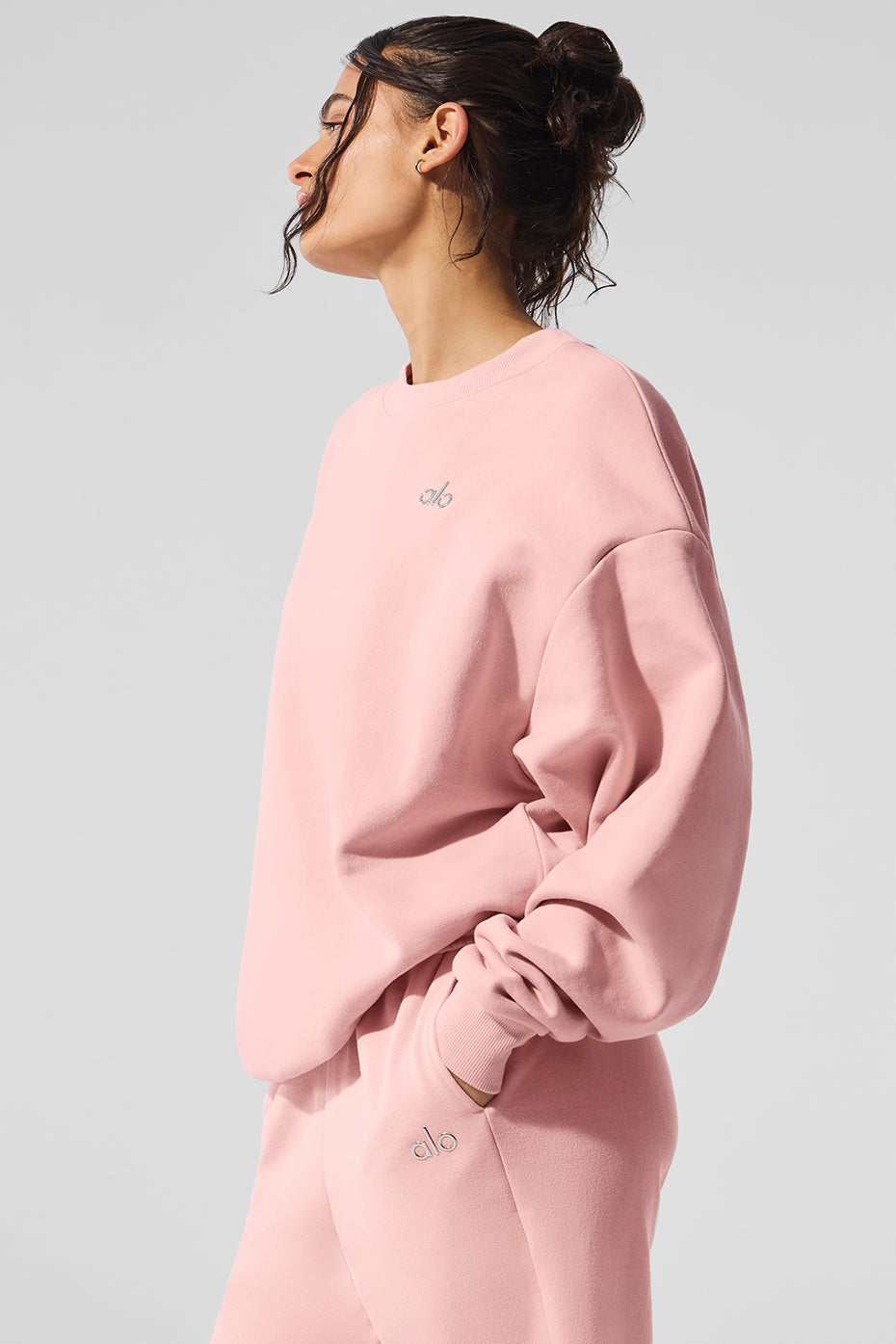 Accolade Crew Neck Crew Sweatshirt — Pink Quartz