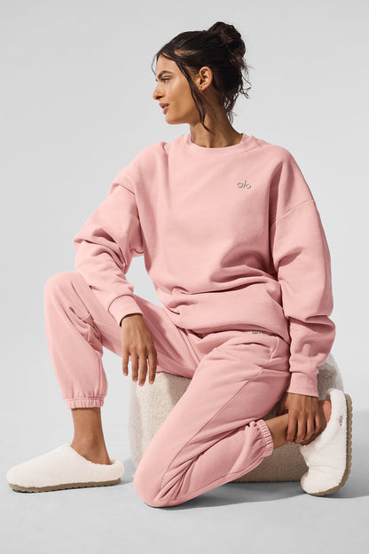 Accolade Crew Neck Crew Sweatshirt — Pink Quartz